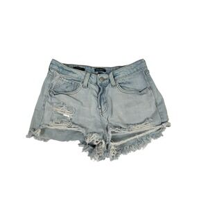 Wild‎ Fable EasyRigid Mid-Rise Distressed Denim Shorts Light Wash Blue Womens 2